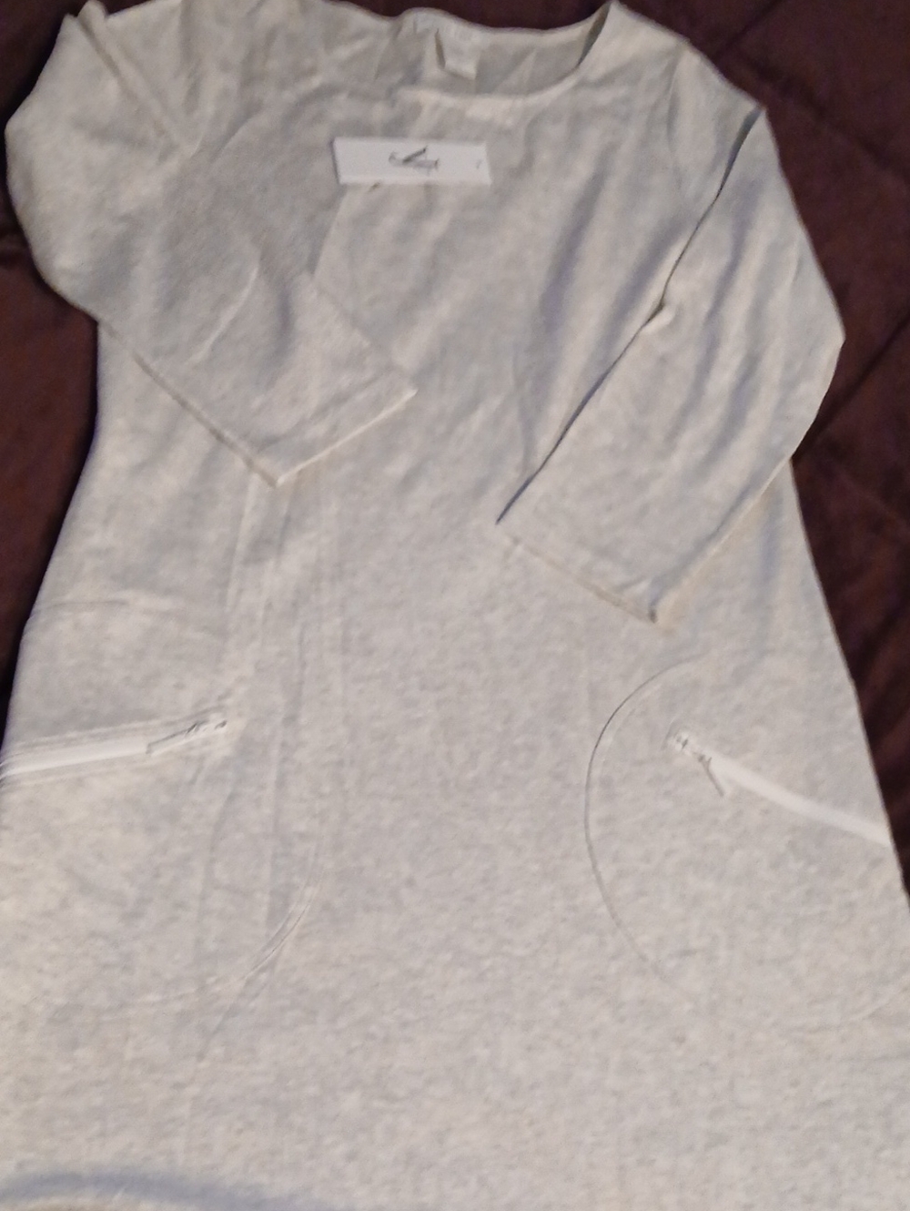 Joan Vass Light Gray Crewneck Sweater Dress